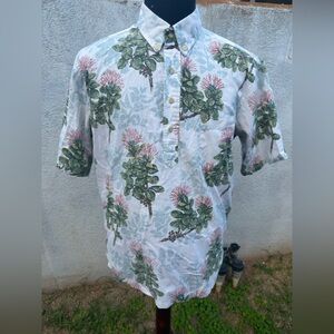 PreOwned Reyn Spooner Classic Multicolored Hawaiian Print 3/4 Button Men's Large
